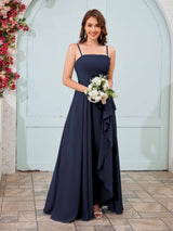 Vibrant A-Line Spaghetti Straps Ruffles Chiffon Bridesmaid Dresses