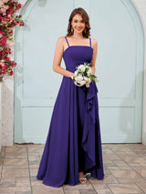Vibrant A-Line Spaghetti Straps Ruffles Chiffon Bridesmaid Dresses