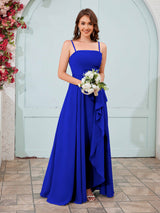 Vibrant A-Line Spaghetti Straps Ruffles Chiffon Bridesmaid Dresses