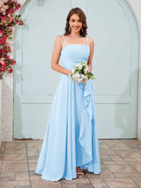 Vibrant A-Line Spaghetti Straps Ruffles Chiffon Bridesmaid Dresses