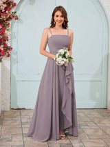 Vibrant A-Line Spaghetti Straps Ruffles Chiffon Bridesmaid Dresses