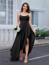 Vibrant Cowl Neck High-Low Chiffon Bridesmaid Dresses