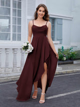 Vibrant Cowl Neck High-Low Chiffon Bridesmaid Dresses