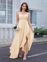 Vibrant Cowl Neck High-Low Chiffon Bridesmaid Dresses