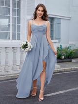 Vibrant Cowl Neck High-Low Chiffon Bridesmaid Dresses