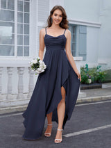 Vibrant Cowl Neck High-Low Chiffon Bridesmaid Dresses