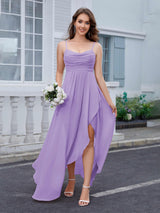 Vibrant Cowl Neck High-Low Chiffon Bridesmaid Dresses