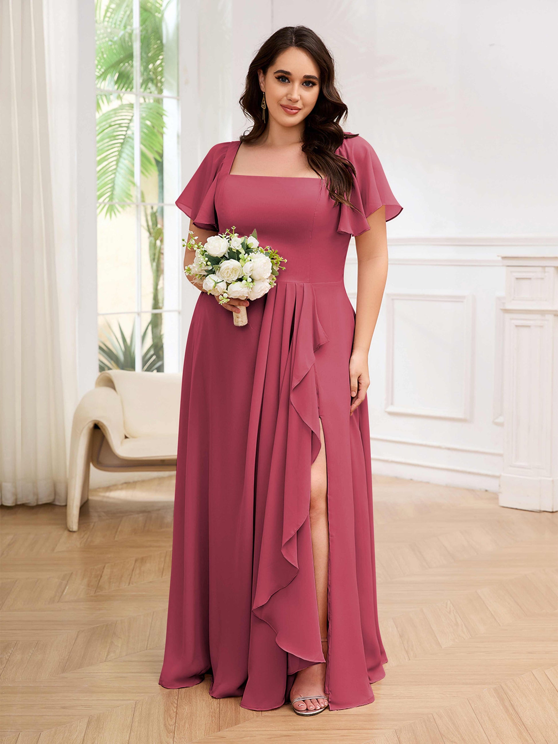 plus size short bridesmaid dresses Ever-Pretty Deep V-Neck A-line Short Embroidered Lace Dress