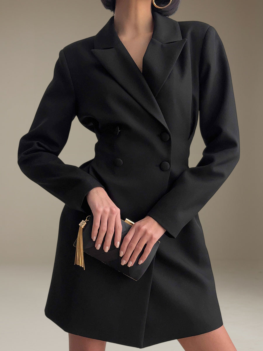 Black Women's Blazer Slim Fit Double Breasted Notch Lapel Perfect for Everyday