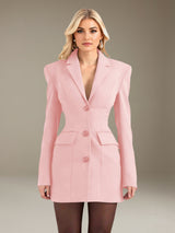 Women's Blazer Slim Fit Notch Lapel Three Buttons Elegant Ceremony Style