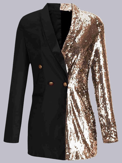 Women's Blazer Tailored Fit Double Breasted Sequined Prom Confident Night Style