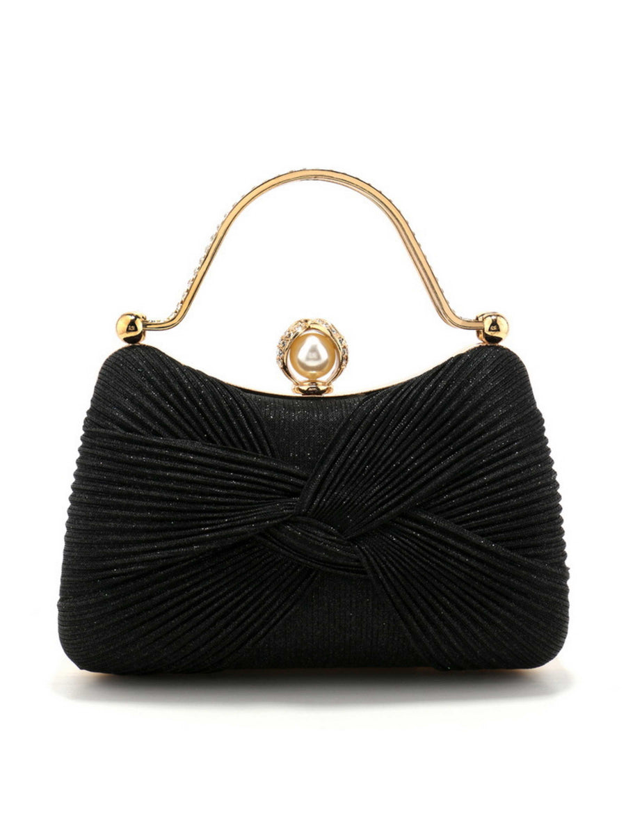 Black Women's Elegant Formal Clutch Bag with Bow Knot for Cocktail Party