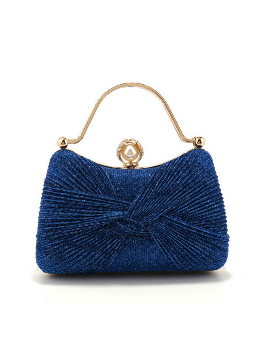 Blue Women's Elegant Formal Clutch Bag with Bow Knot for Cocktail Party