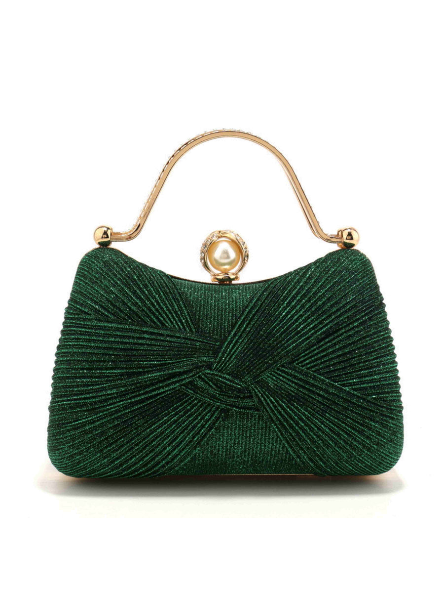 Emerald Green Women's Elegant Formal Clutch Bag with Bow Knot for Cocktail Party