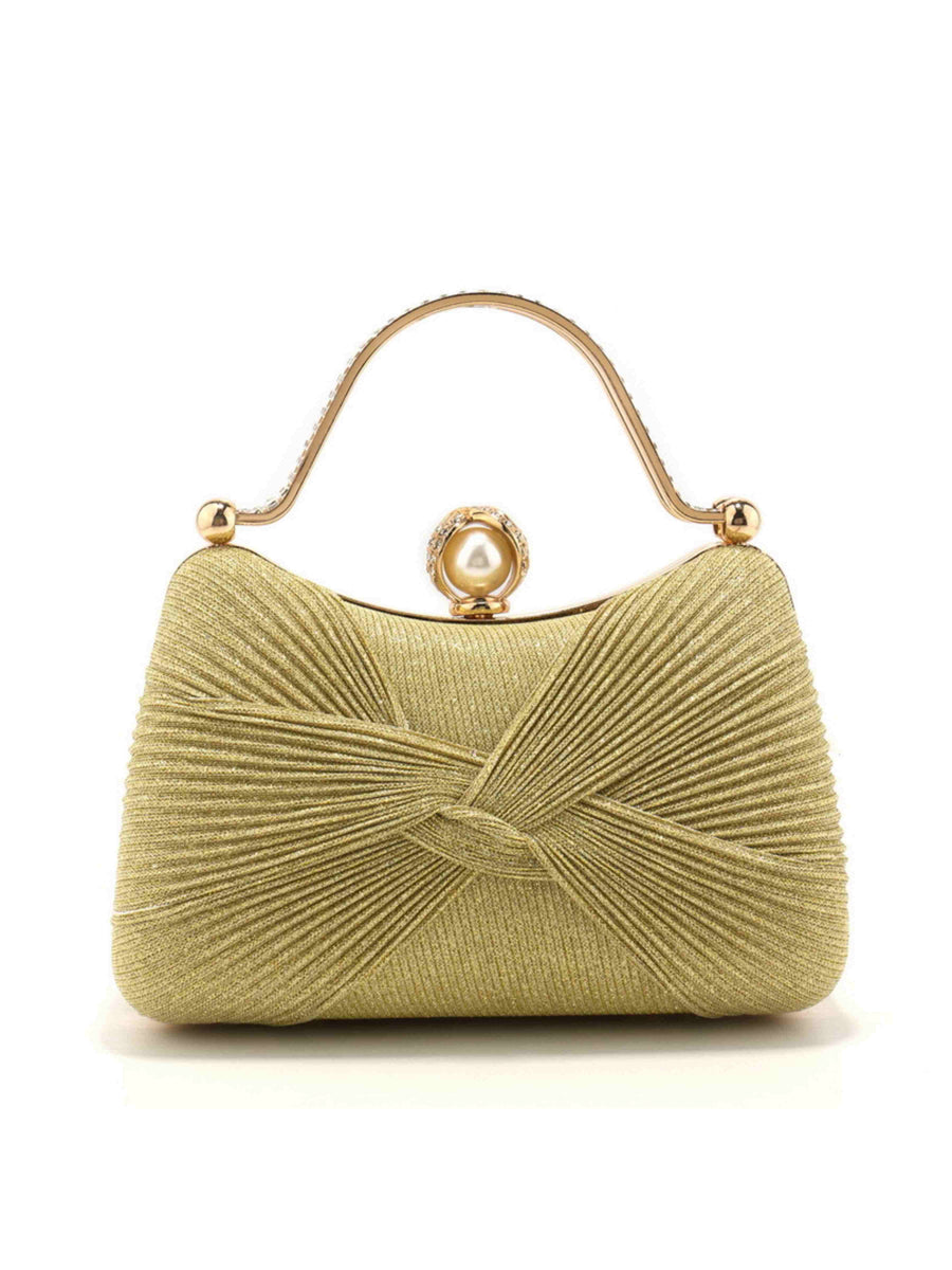 Gold Women's Elegant Formal Clutch Bag with Bow Knot for Cocktail Party