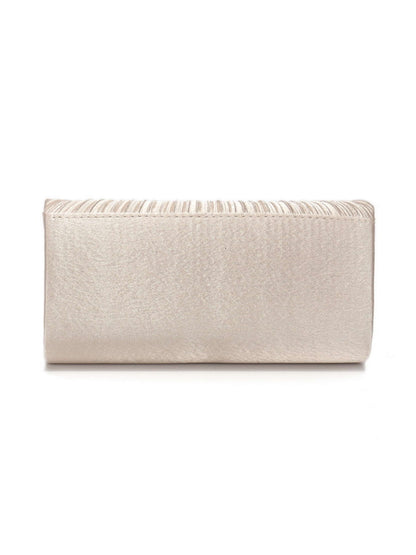 Women's Elegant Pleated Satin Clutch Purse with Chain for Wedding & Special Occasions
