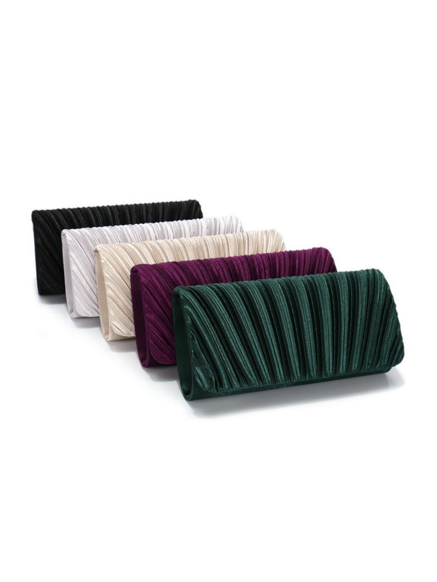 Women's Elegant Pleated Satin Clutch Purse with Chain for Wedding & Special Occasions