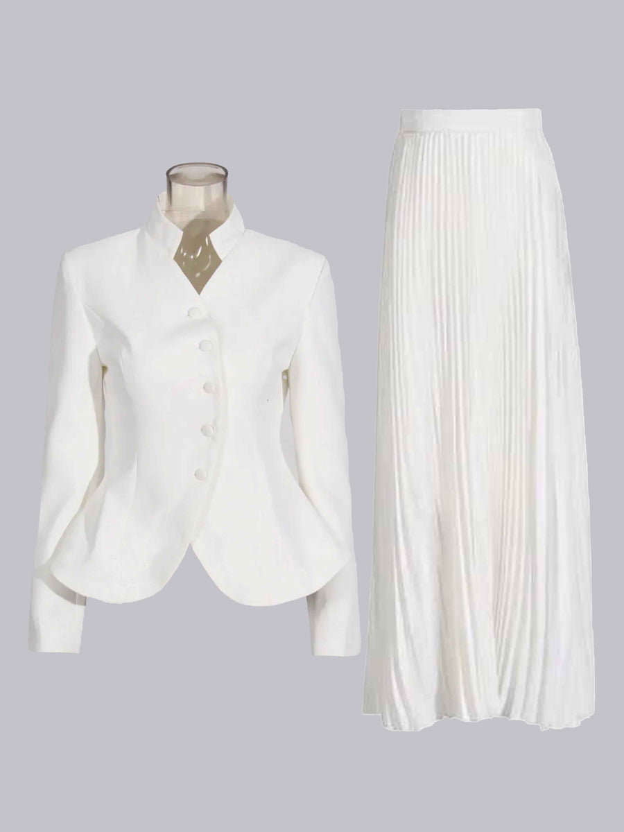 White Women's Suits 2 Pieces Slim Fit Five Buttons Designed for Formal Events