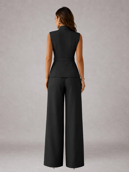 Women's Suits 2 Pieces Wide-Leg V-Neck One-Button for Business, Work & Evening Events