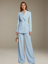 Women's Suits 2 Pieces Wide-Leg Double Breasted Peak Lapel Prom Suits