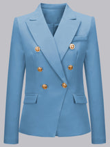 Women's Blazer Tailored Fit Peak Lapel Double Breasted Elegant Formal Look