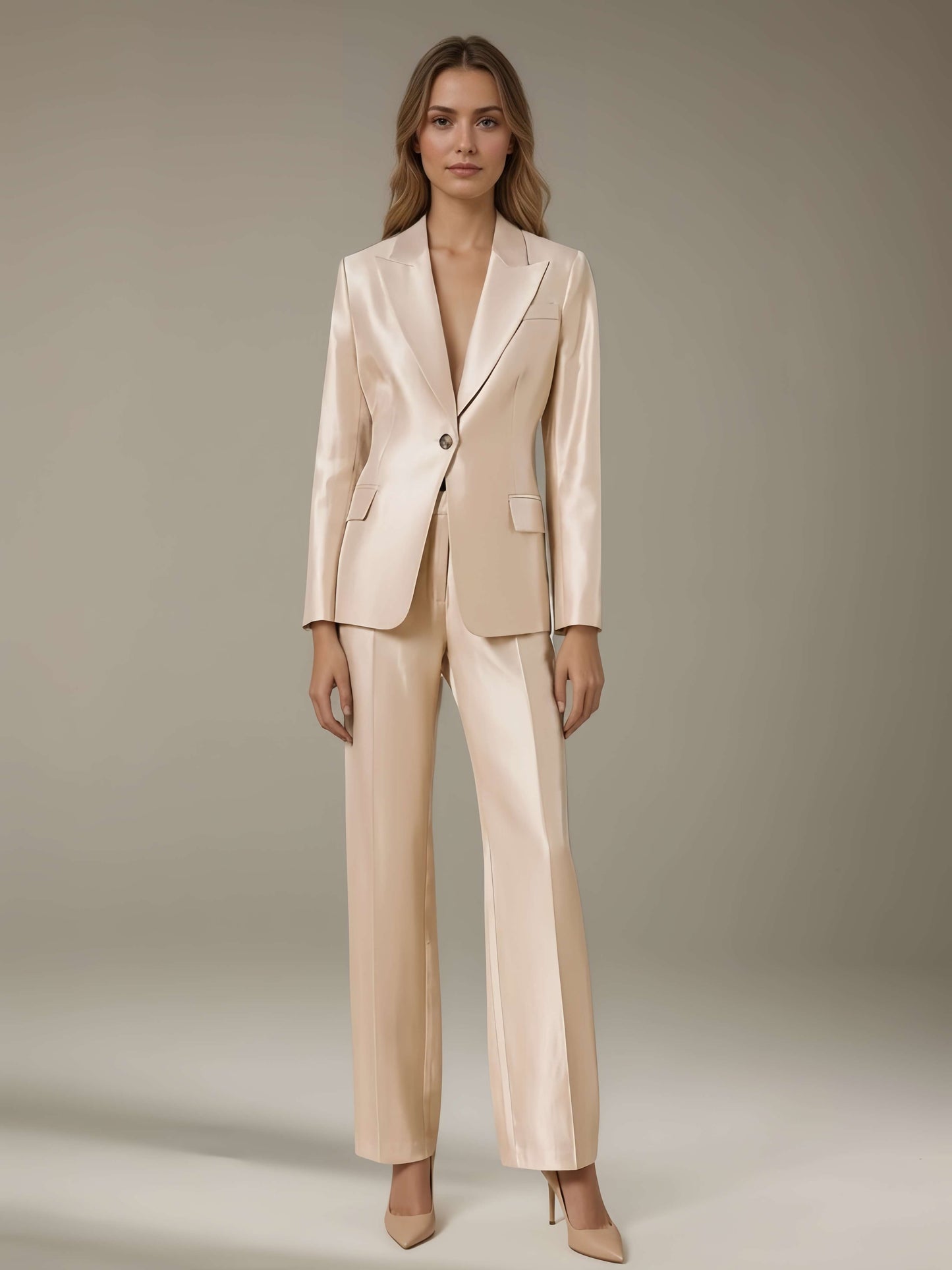 Women's Suits 2 Pieces Regular Fit Peak Lapel One Button for Events