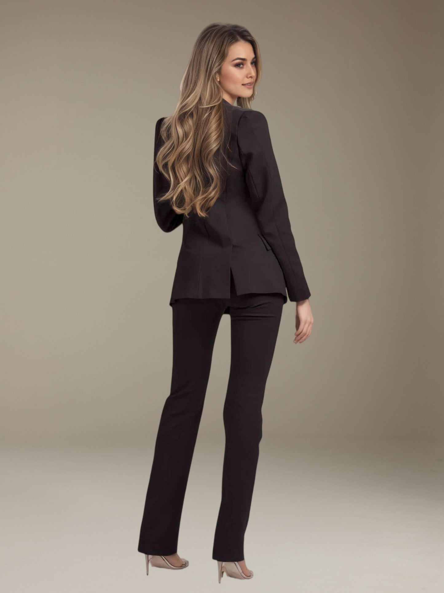 Women's Suits 2 Pieces Slim Fit Contrast Trim One Button for Formal Wear