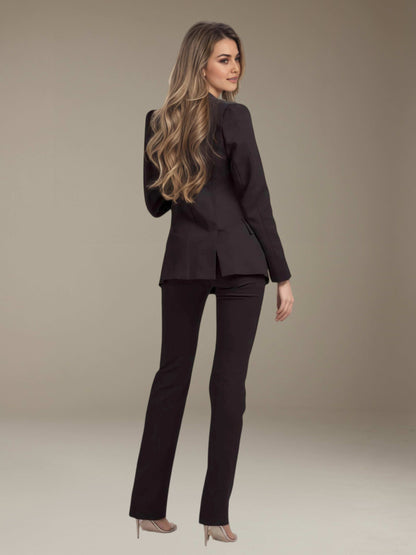 Women's Suits 2 Pieces Slim Fit Contrast Trim One Button for Formal Wear