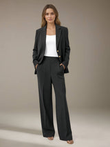Women's Suits 2 Pieces Wide-Leg Notched Lapel Suit Sets for Everyday Look