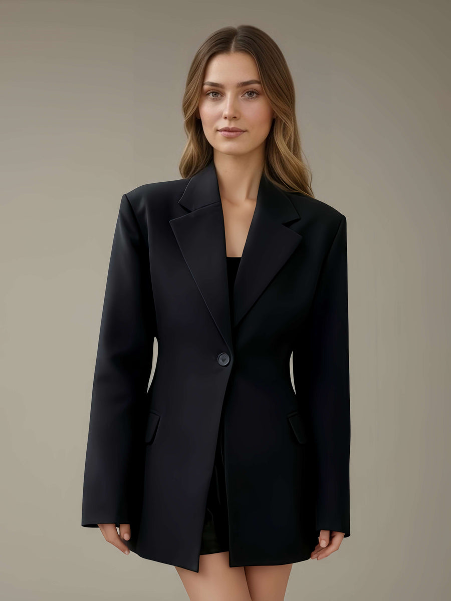 Black Women's Suits Tailored Fit One Button Blazer for Work & Events