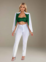 Women's Suits 2 Pieces Slim Fit Sequined Peak Lapel for Casual Chic