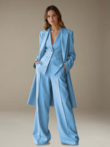 Women's Suits 3 Pieces Wide-Leg Elegant Suit Set for Daily Wear