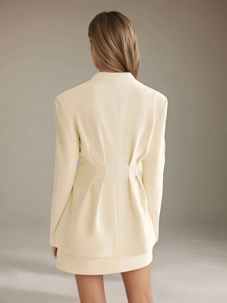 As Picture Women's Blazer Tailored Fit Five Buttons Blazer with Pleated