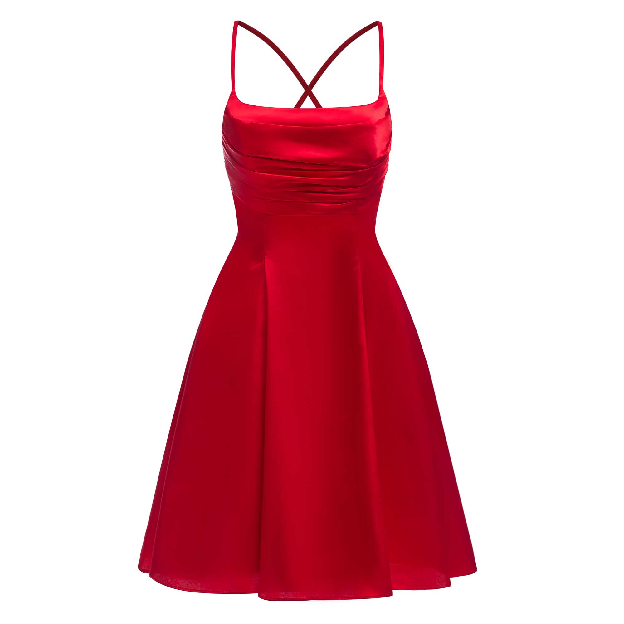 A-Line Sleeveless Ruched Satin Mini Homecoming Dresses