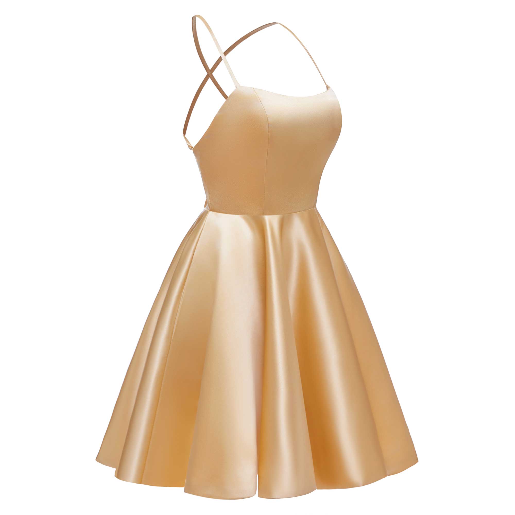 Sleeveless Ruched Mini Satin Homecoming Dresses With Pockets