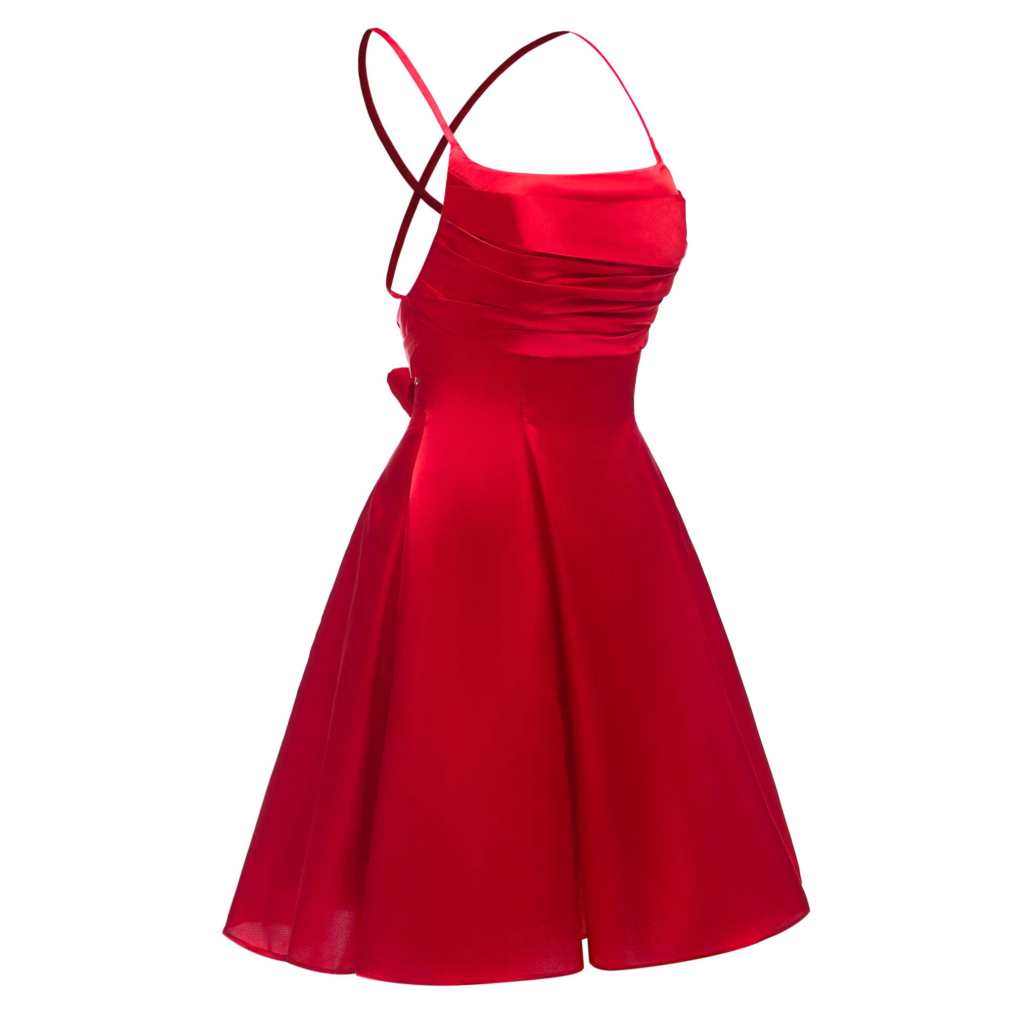 A-Line Sleeveless Ruched Satin Mini Homecoming Dresses