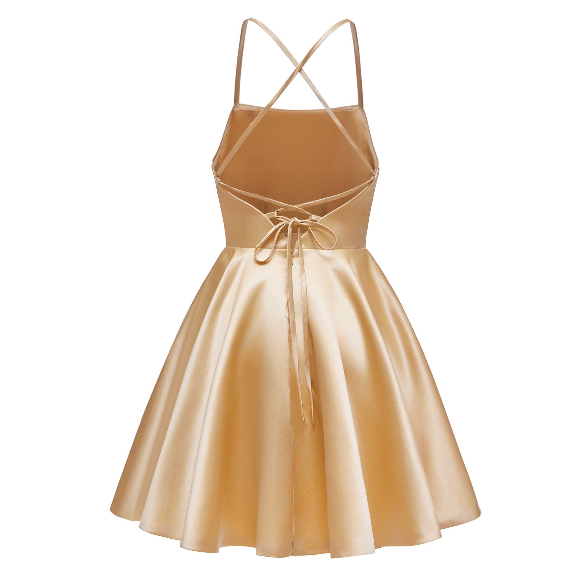 Sleeveless Ruched Mini Satin Homecoming Dresses With Pockets