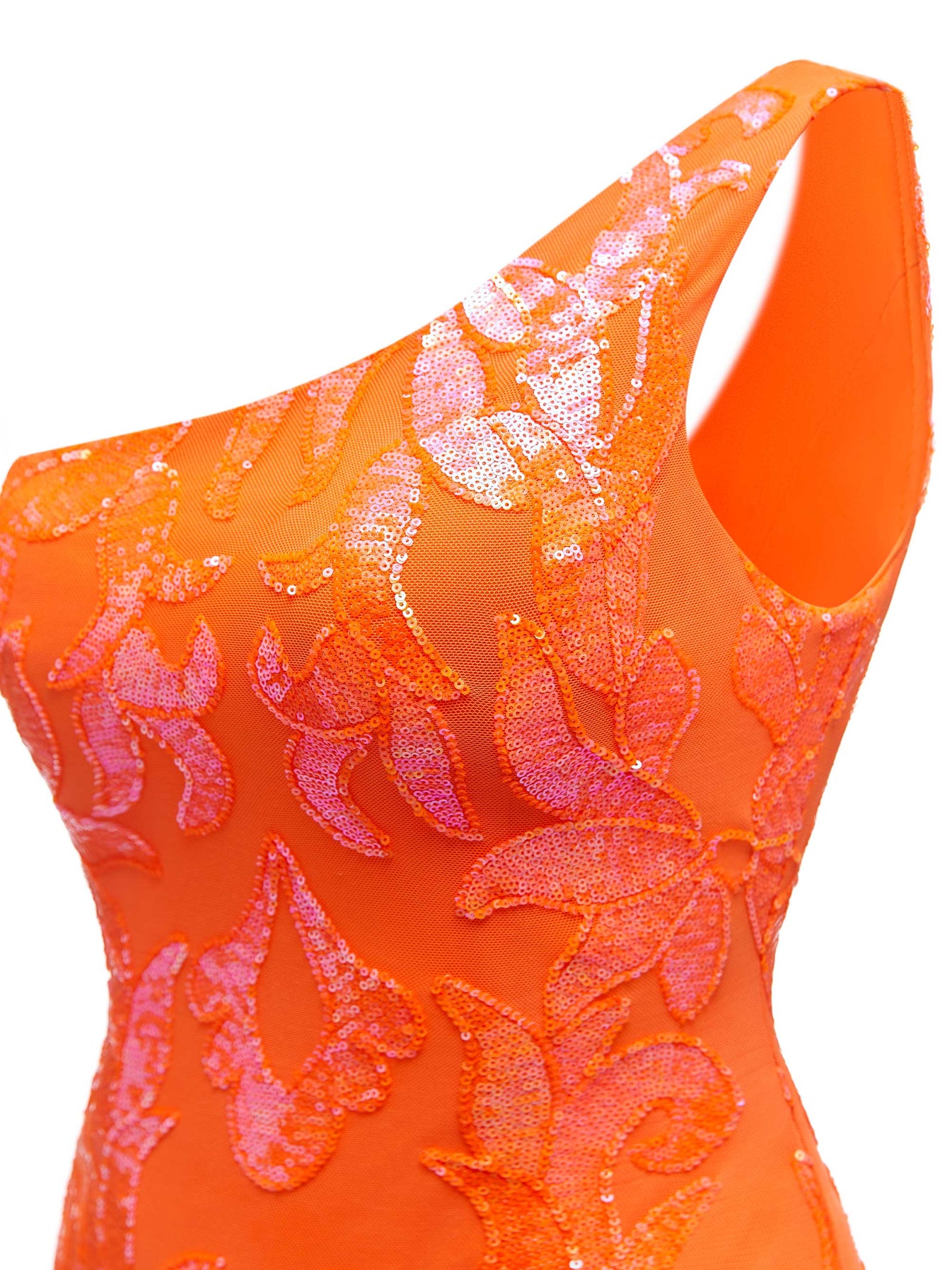 Sheath One Shoulder Sleeveless Sequins Mini Prom Dress Orange main image 0